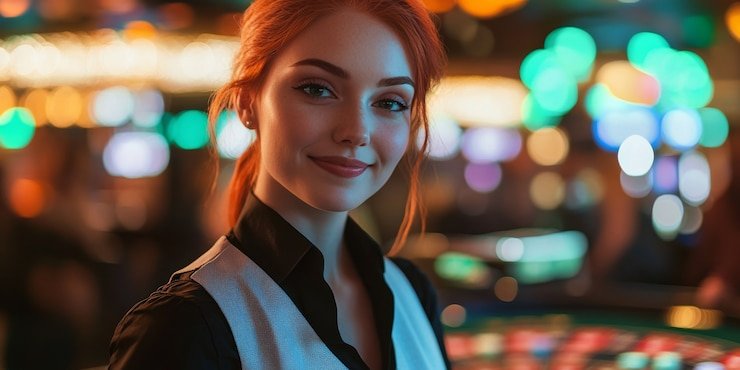 Live blackjack dealer studio with HD camera feed and betting interface at koreatoto login